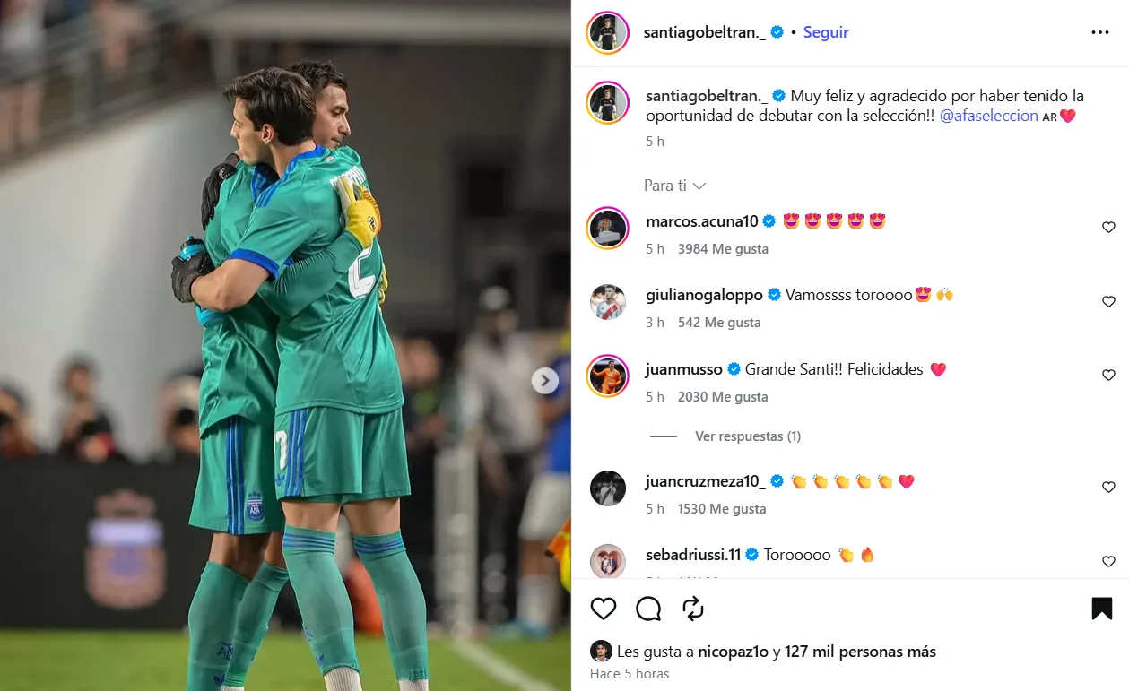La publicación de Santiago Beltrán. Instagram.