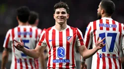 Julián Álvarez festejando un gol en el Colchonero.