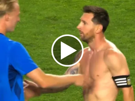 El momento de Messi con Daníel Guðjohnsen, hijo de un excompañero suyo en Barcelona