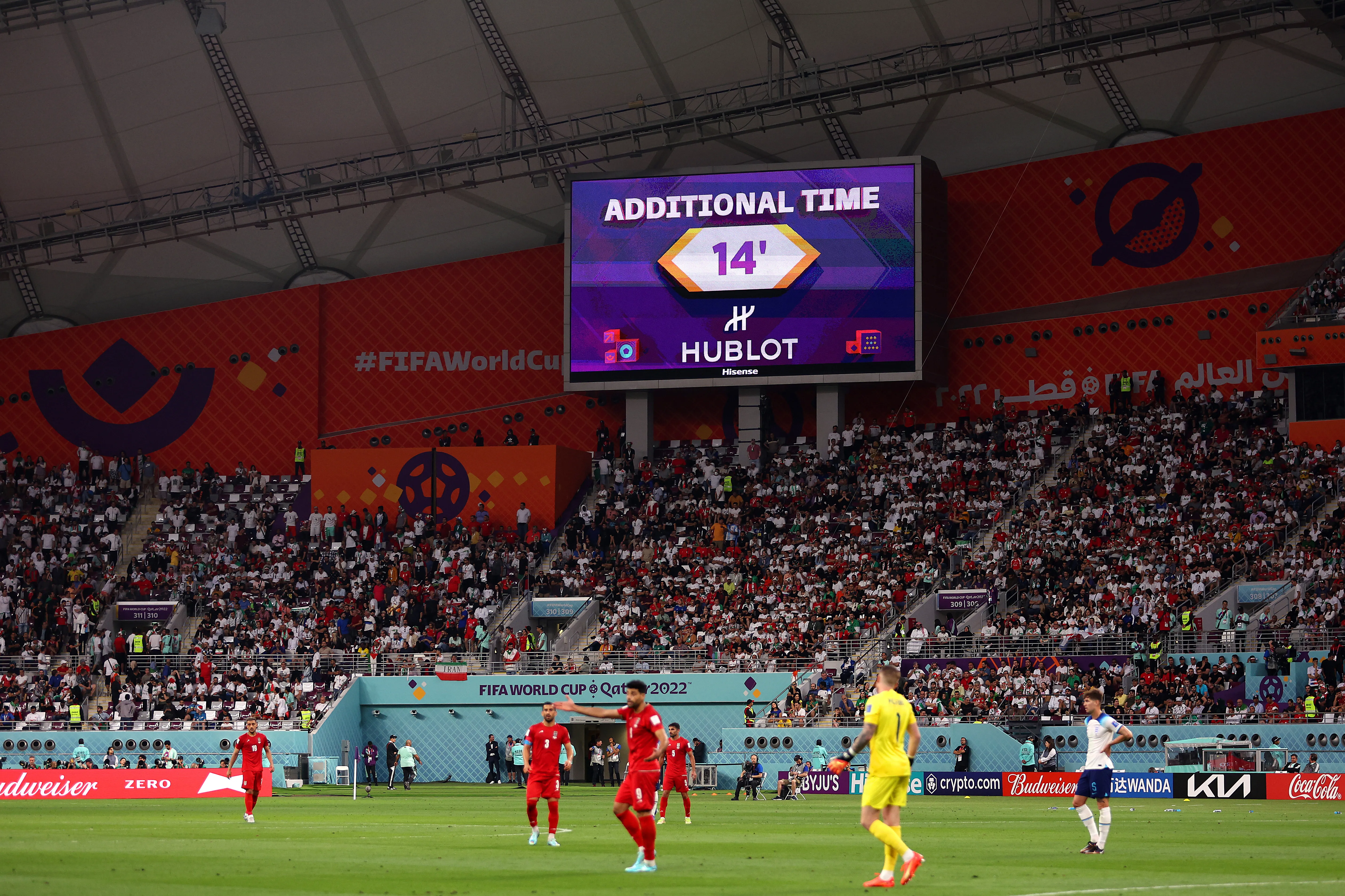 14 minutos extra en Inglaterra vs. Irán. (Foto: Getty)