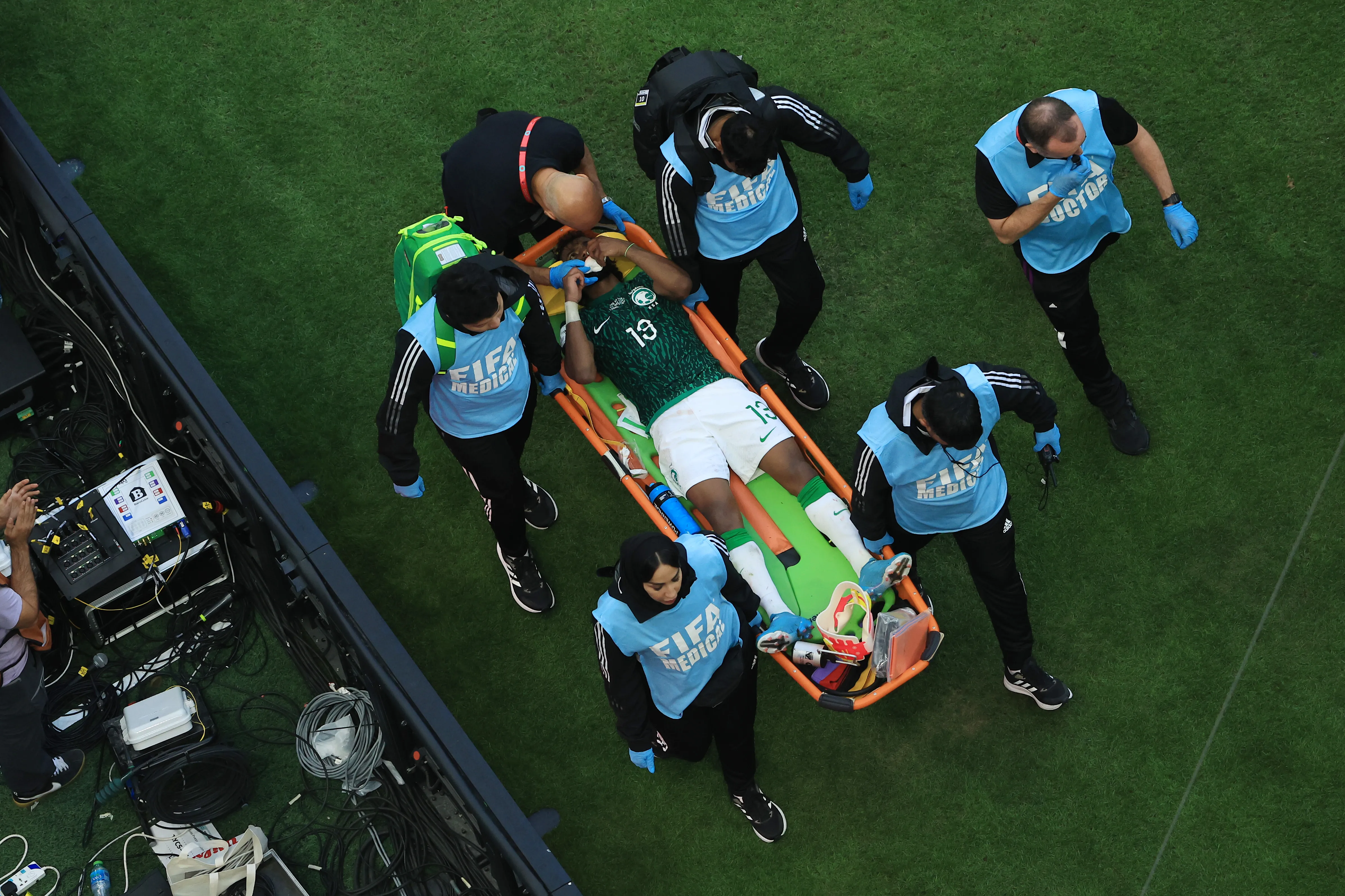 Yasser Al-Shahrani de Arabia Saudita en su partido contra Argentina en 2022. (Foto: Getty).