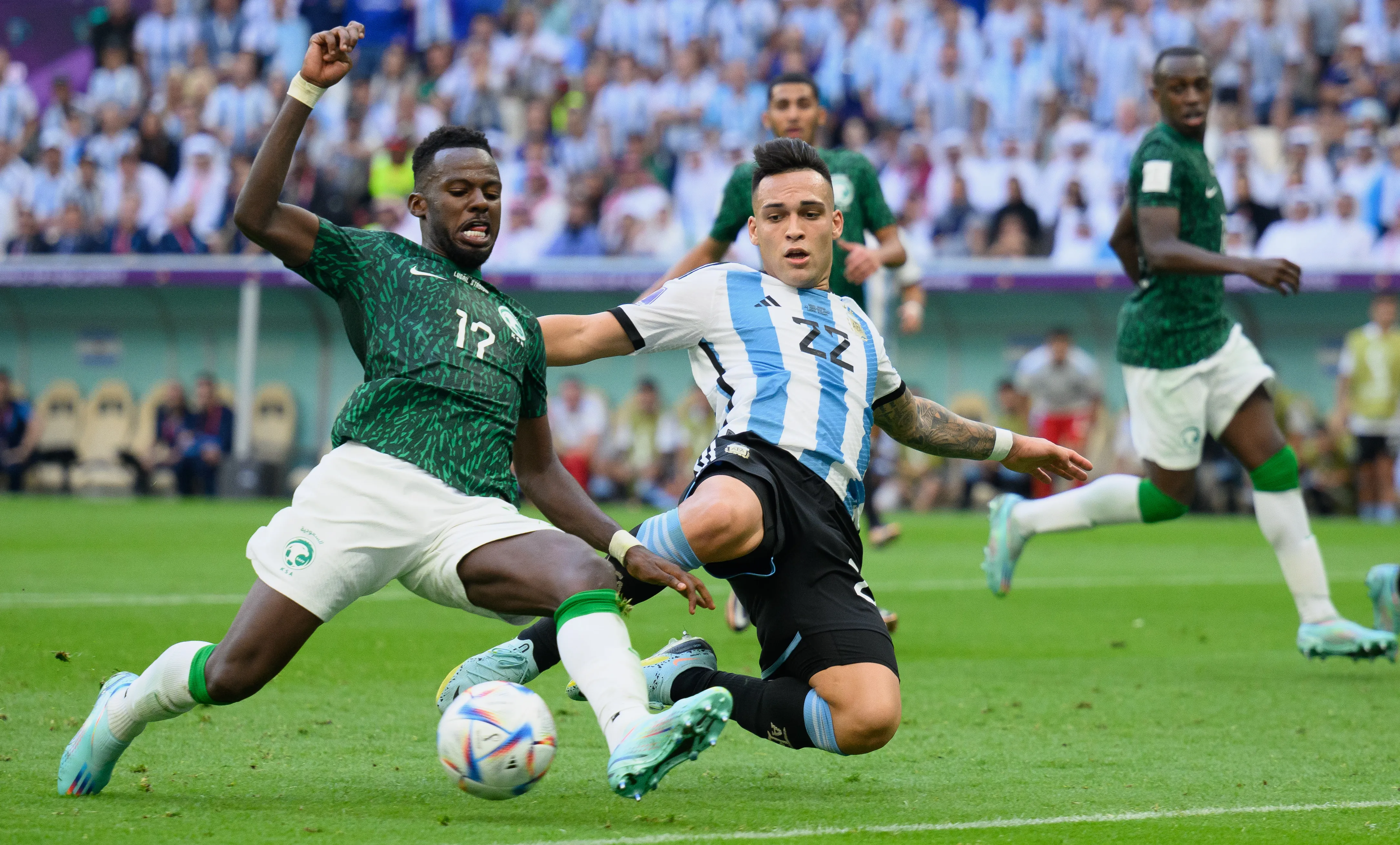 El Fuera de Juego Semiautomático le anuló dos goles a Lautaro Martínez ante Arabia en 2022. (Foto: Getty).