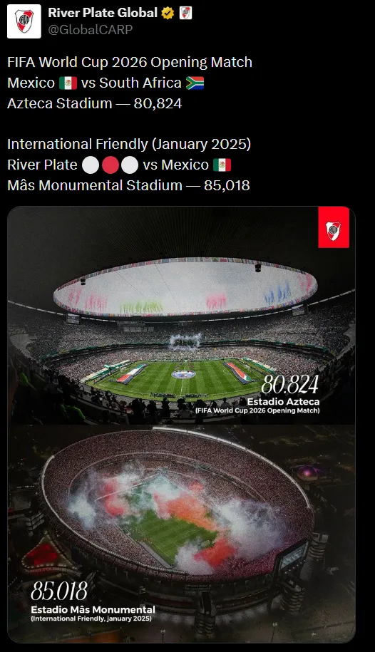 El tuit que compartió River en su cuenta global. (Foto: @GlobalCARP).