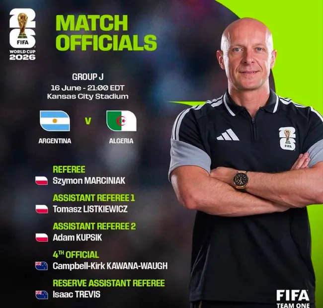 Szymon Marciniak fue designado como el árbitro principal de Argentina – Argelia. (Foto: FIFA)