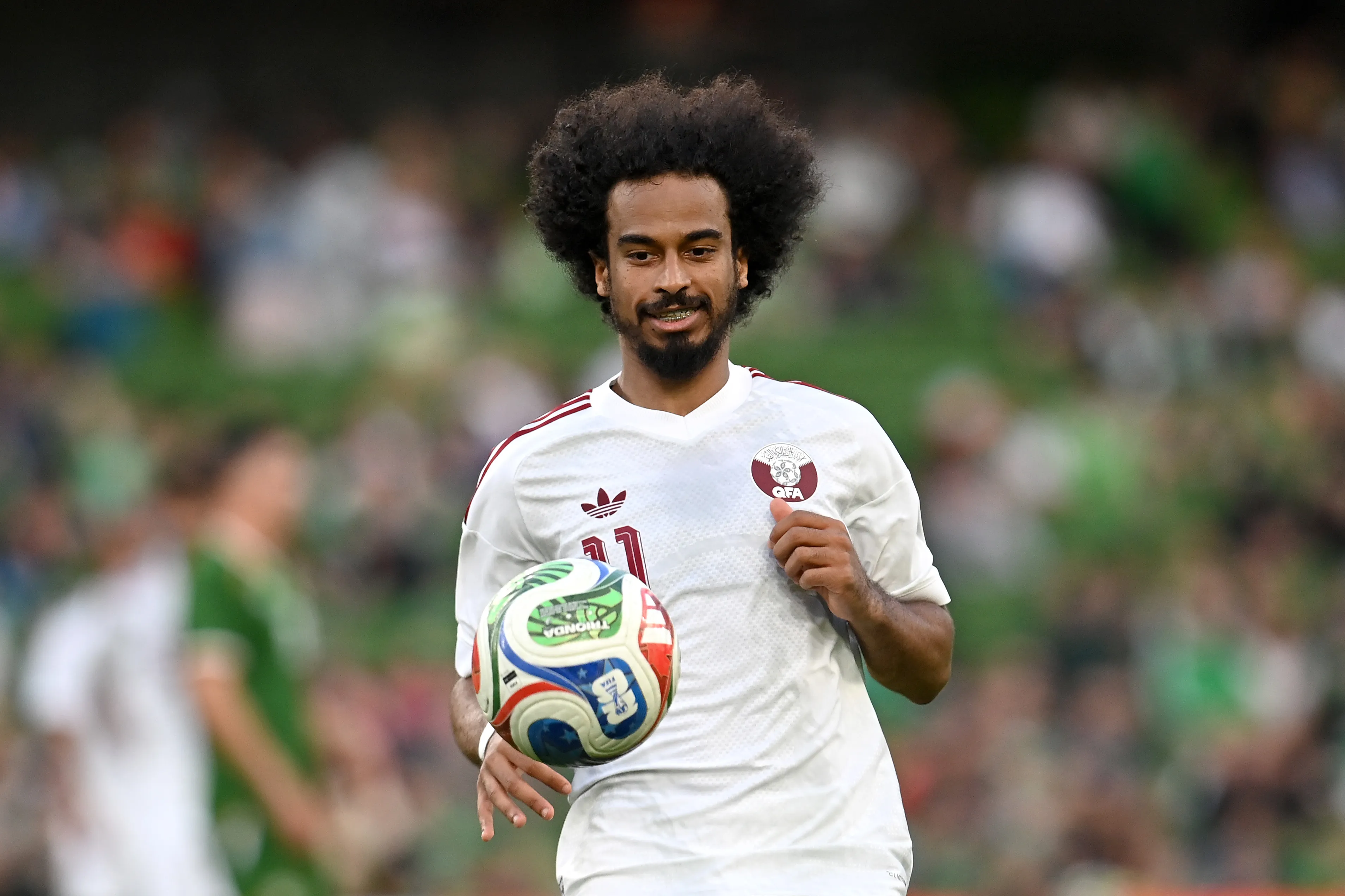 Akram Afif, delantero de Qatar. (Charles McQuillan/Getty Images)