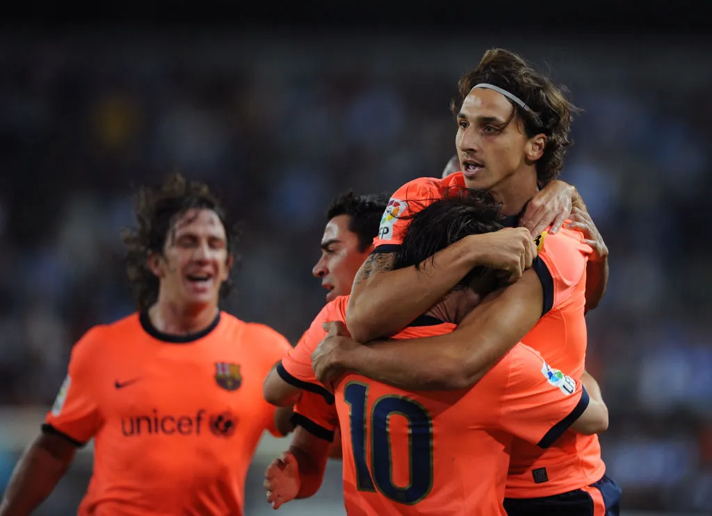 Ibrahimovic y Messi compartieron en Barcelona. (Getty)