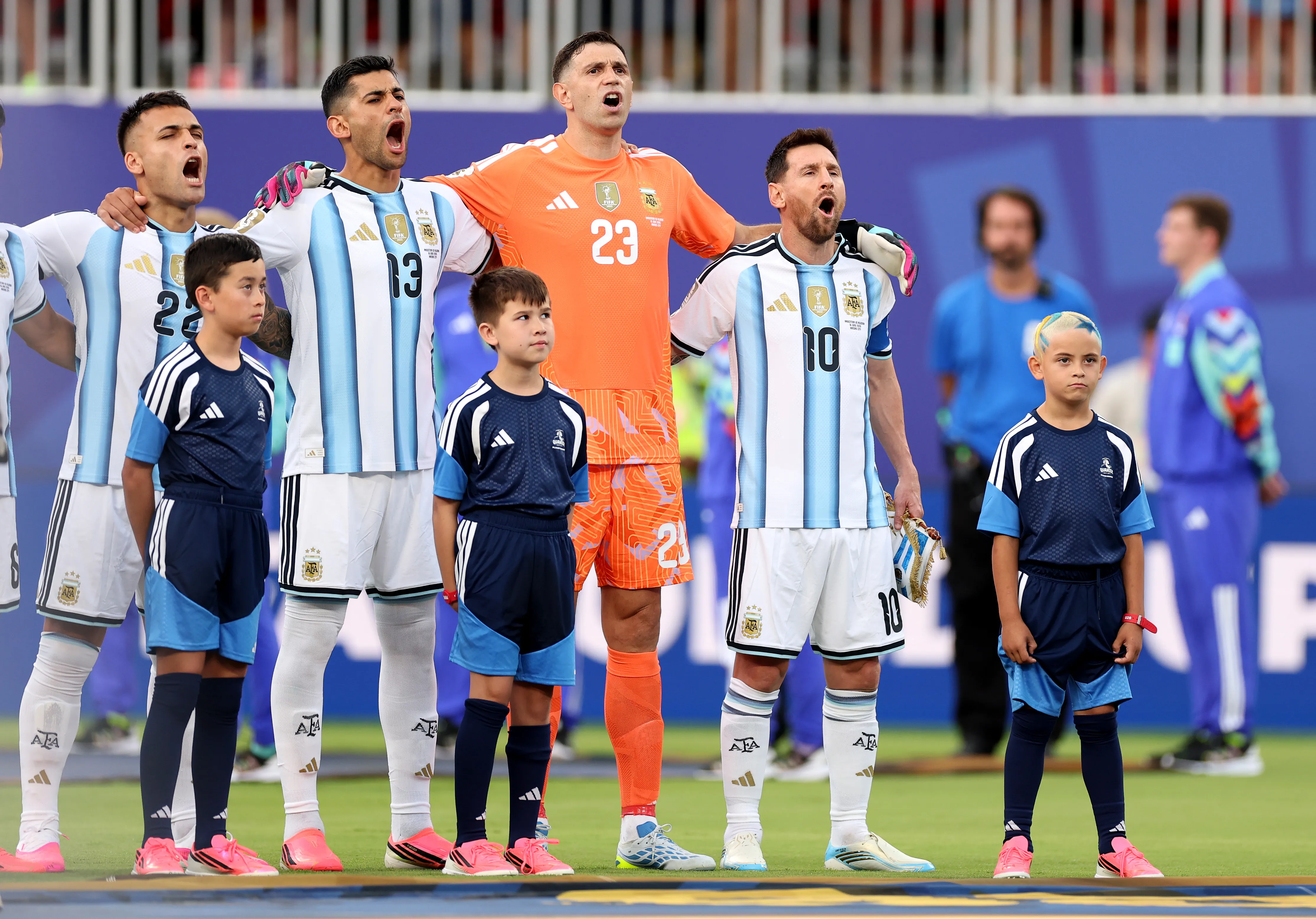 Lautaro Martínez, Cuti Romero, Dibu Martínez y Lionel Messi. (Foto: Getty).