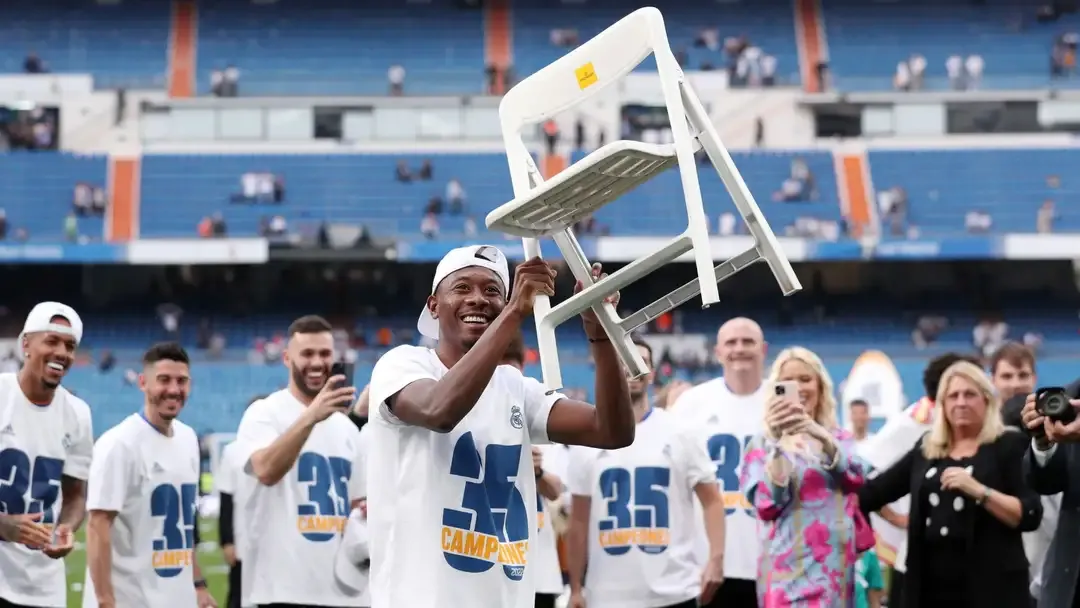 Alaba y su festejo que se convirtió en un clásico. Foto Real Madrid.