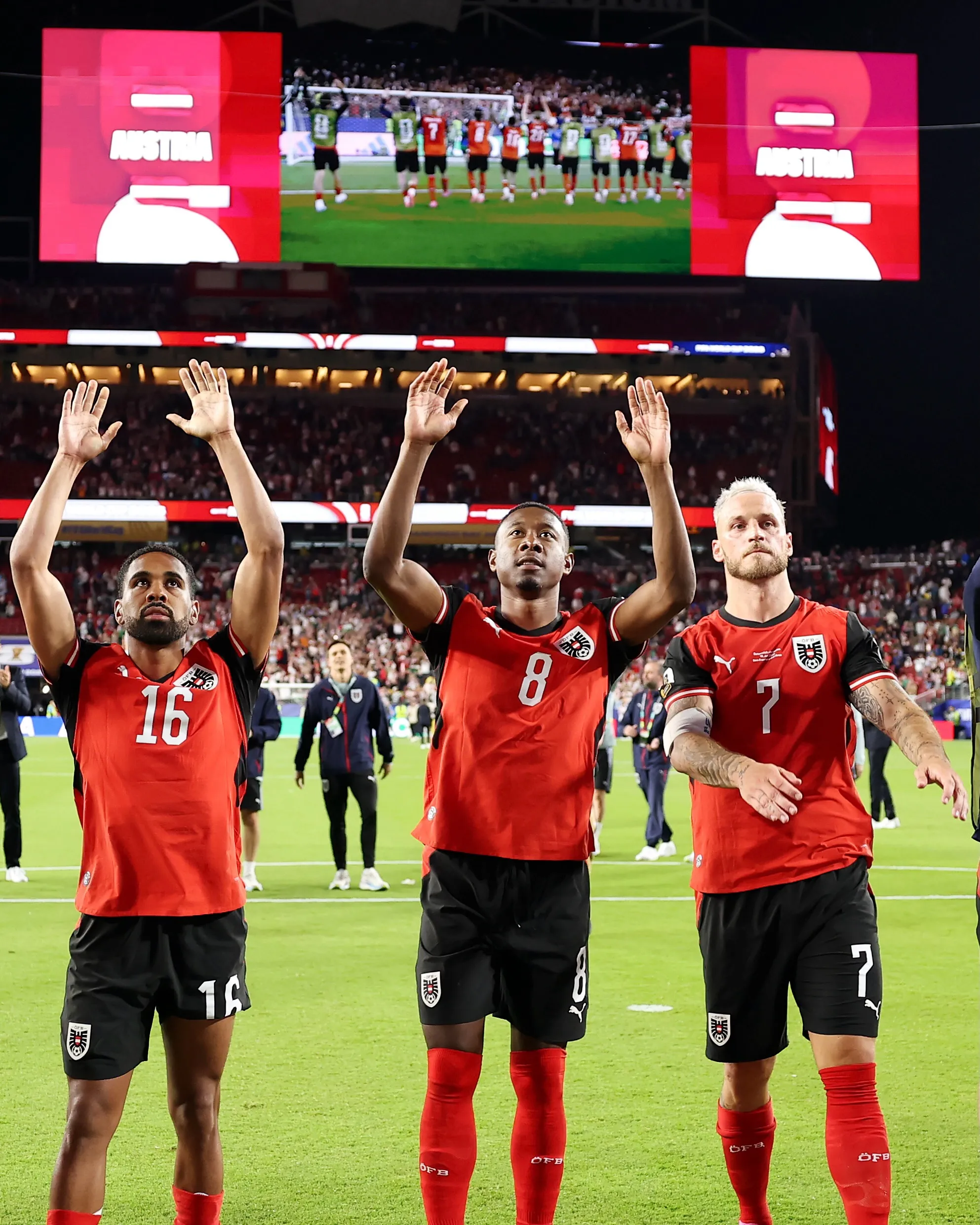 Alaba celebrando la victoria ante Jordania en el Mundial. Foto IG Alaba.