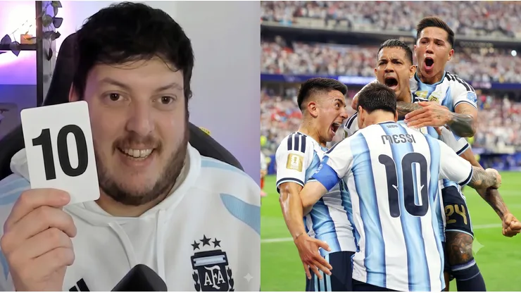 Facundo Medina celebrando uno de los goles de Argentina.