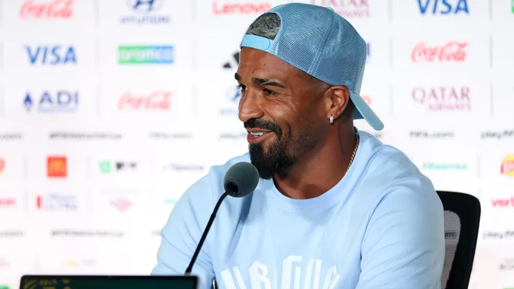preaks with media during the press conference of Uruguay one day ahead of the FIFA World Cup 2026 Group H match between Uruguay and Spain at Guadalajara Stadium on June 25, 2026 in Zapopan, Mexico. (Photo by Florencia Tan Jun/Getty Images)