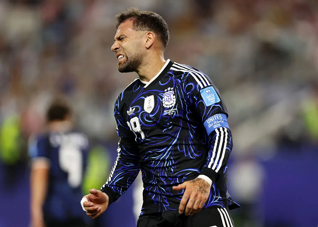 Nicolás Otamendi, durante Argentina – Jordania. (Getty Images)