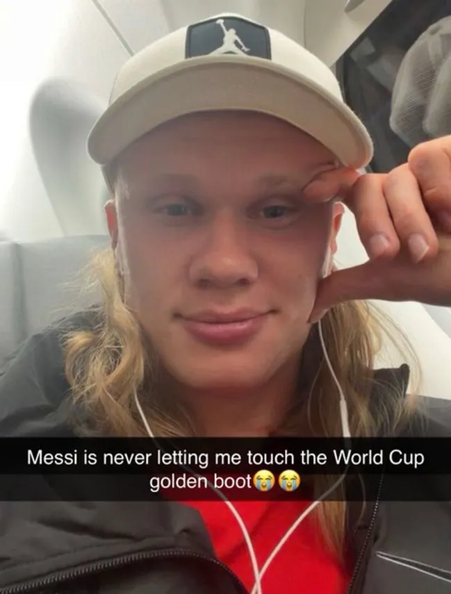 La foto de Haaland en Snapchat. (Getty)