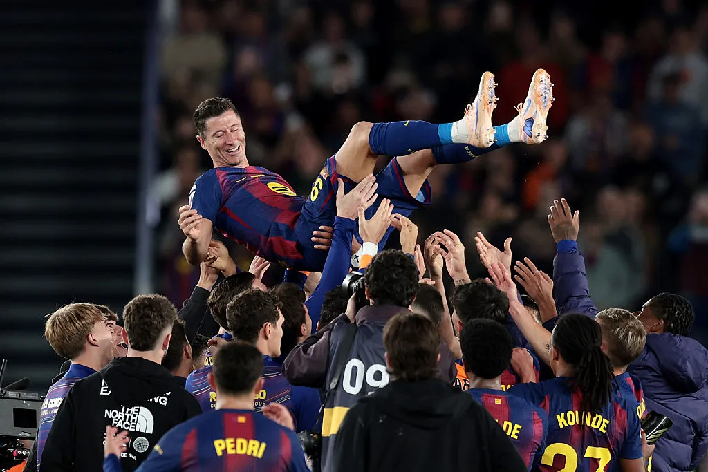 Robert Lewandowski, durante su estadía en Barcelona. (Getty Images)