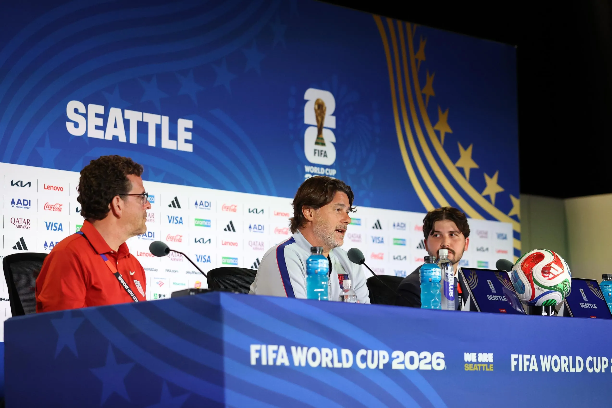 Mauricio Pochettino, en conferencia de prensa durante el Mundial 2026. Getty Images.