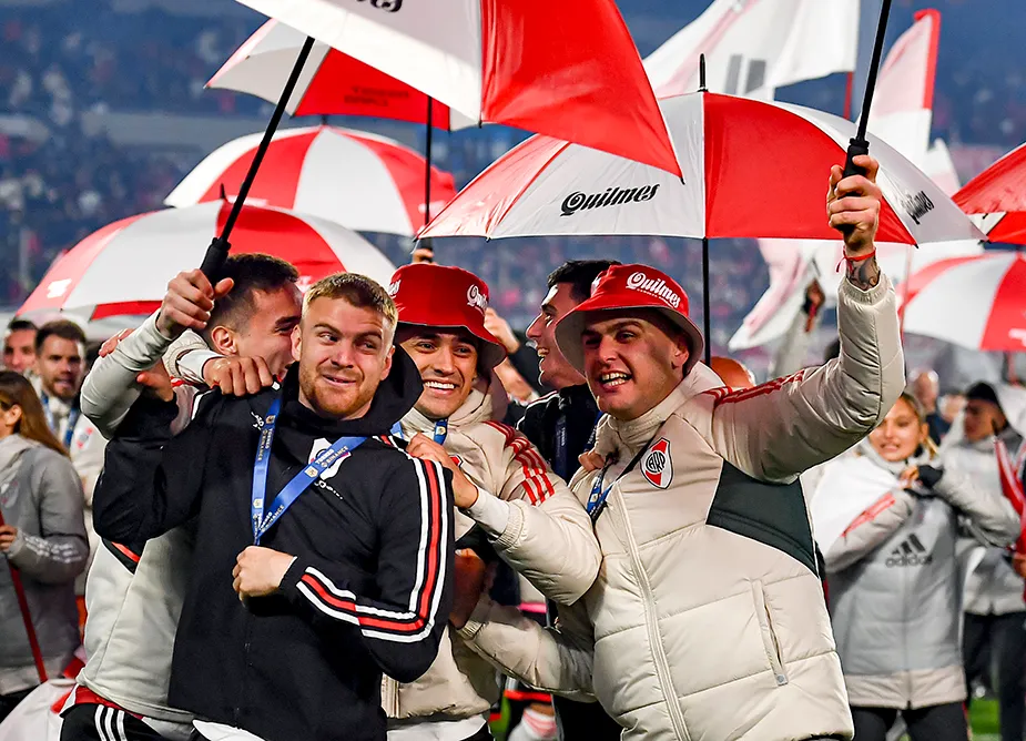 Festejando el título de 2023, cuando fue clave con sus goles para el River de Demichelis. (Foto:: Getty)