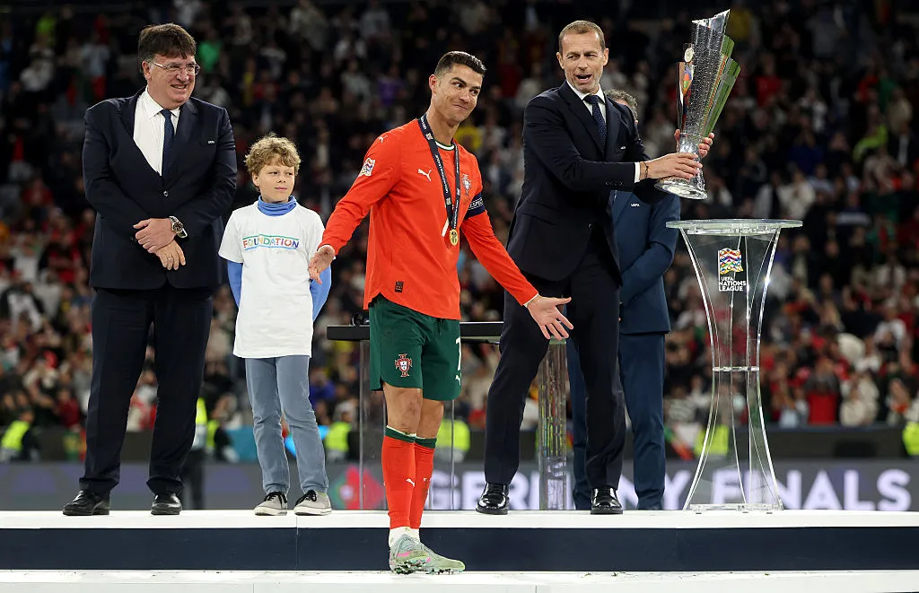 Cristiano Ronaldo, al ganar la Nations League con Portugal ante España. (Getty Images)