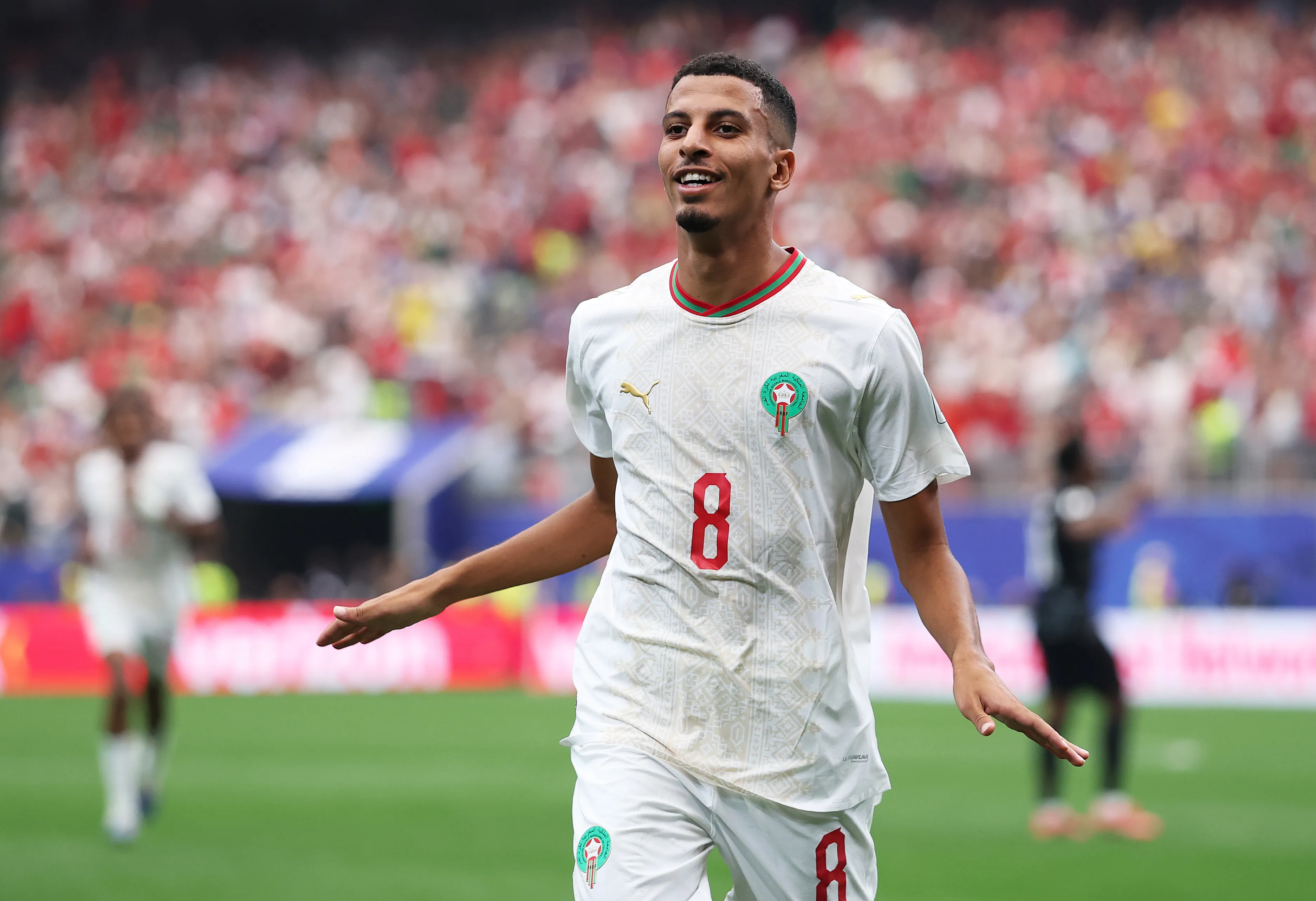 Azzedine Ounahi festejando uno de sus goles ante Canadá. (Foto: Getty)