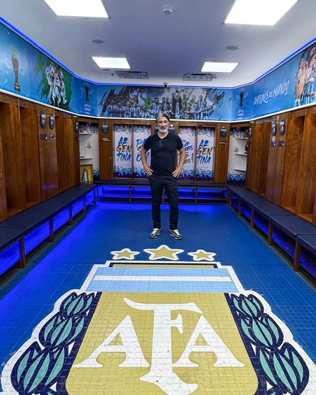 En el vestuario de la Selección en Ezeiza. IG.