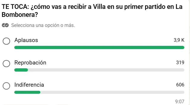 Los hinchas de Boca aplaudiran a Villa en La Bombonera.