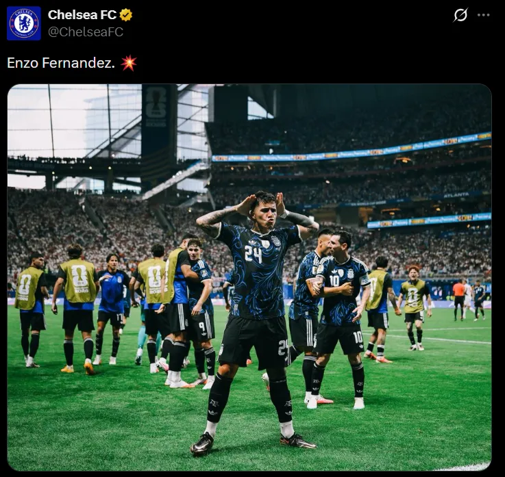La publicación de Chelsea para Enzo Fernández. (Foto: Chelsea)