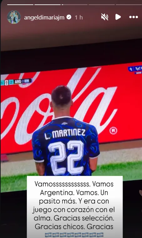 El posteo de Ángel Di María en Instagram.