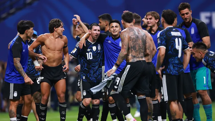 El festejo de los jugadores argentinos.