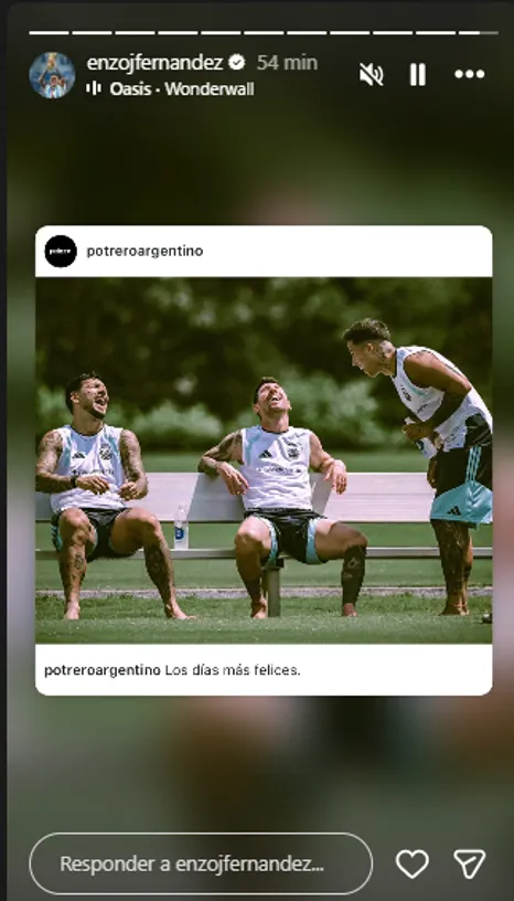 La historia de Enzo Fernández, con Wonderwall y a las risas. (@enzojfernandez)