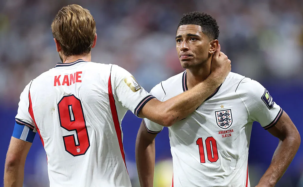Harry Kane y Jude Bellingham en la Selección de Inglaterra. (Getty Images)