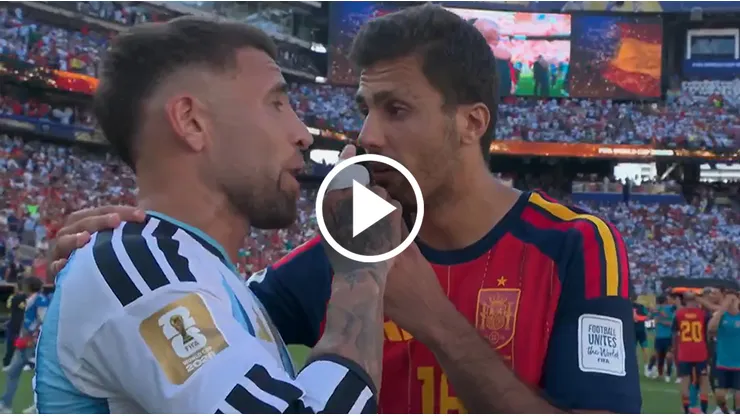 Nicolás Otamendi le negó el saludo a Rodri. (Captura ESPN)