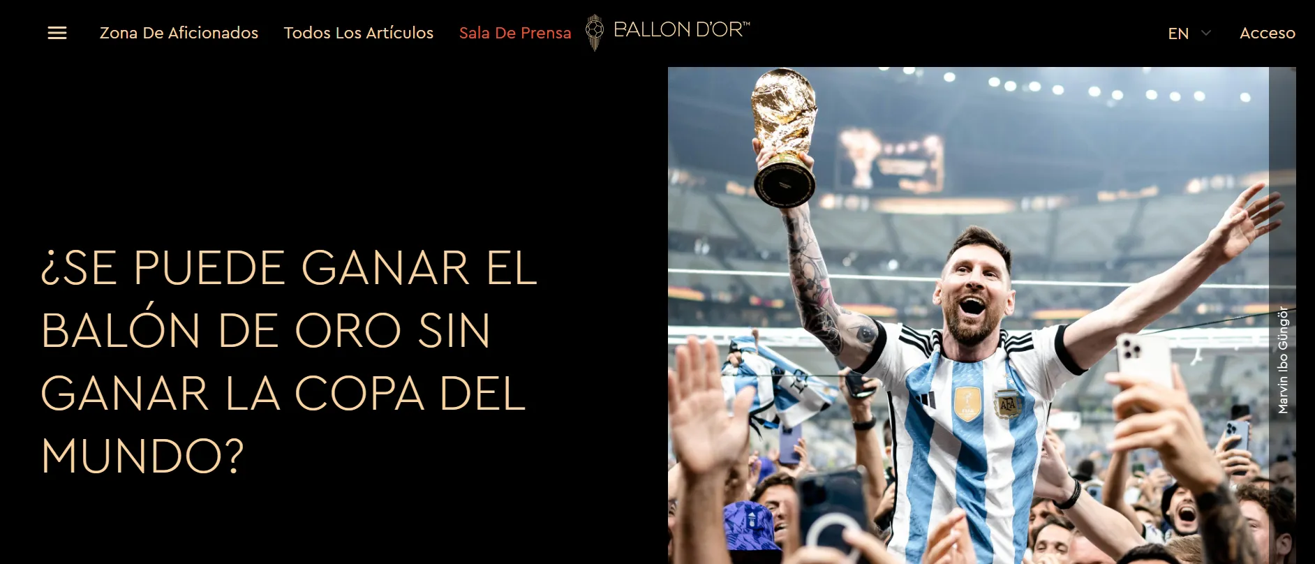 El artículo de France Football con Messi de portada.
