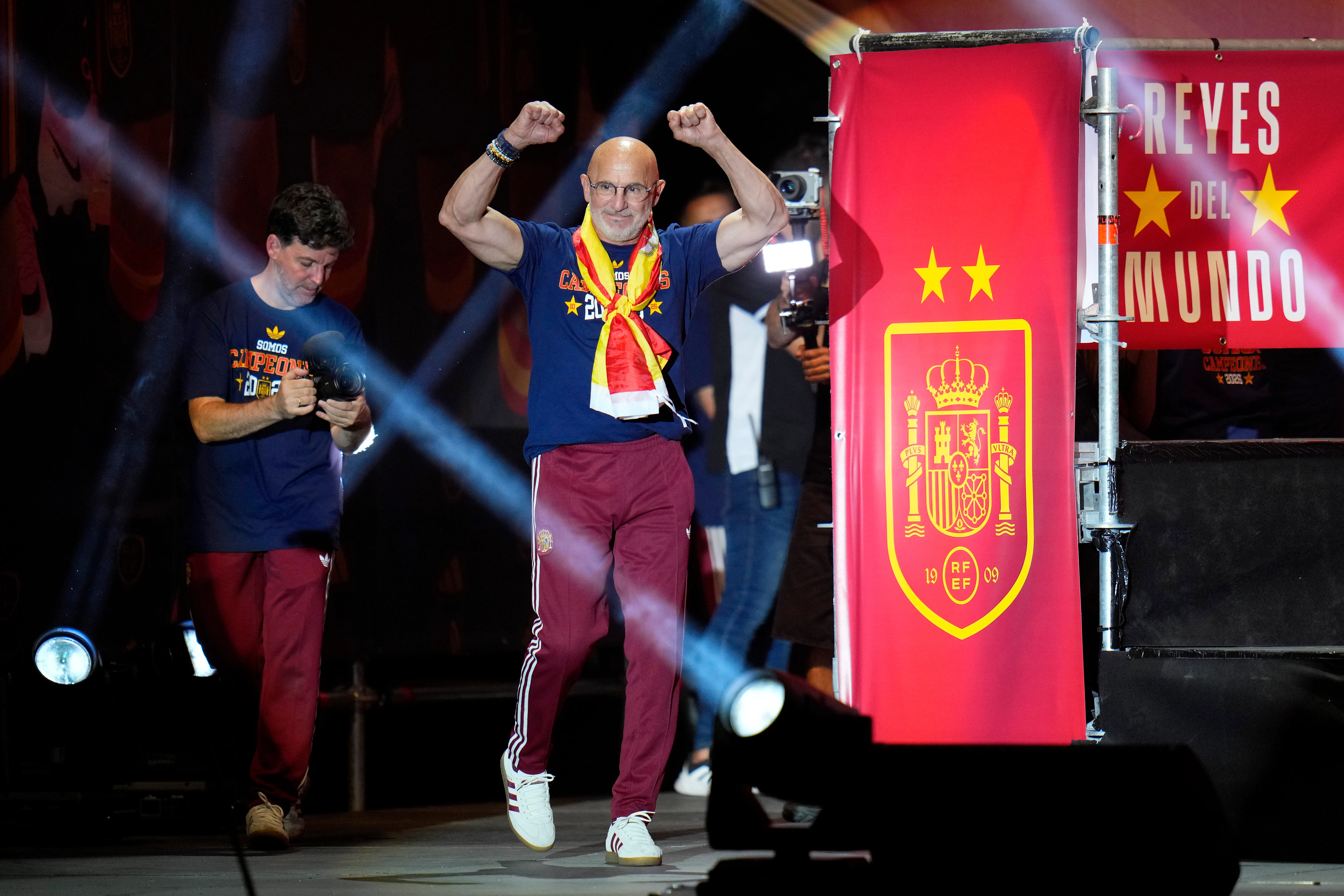 Luis de la Fuente en la celebración en Cibeles. Getty Images.