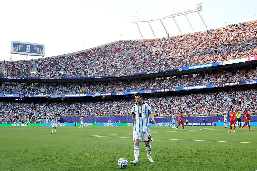 Lionel Messi en el Arrowhead Stadium durante el Mundial 2026. (Getty Images)
