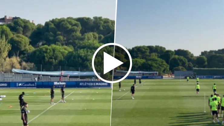 En el entrenamiento del Atlético de Madrid en Majadahonda colgaron una bandera argentina.