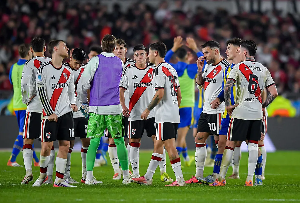 Los futbolistas de River Plate tras perder con Rosario Central. (Getty Images)