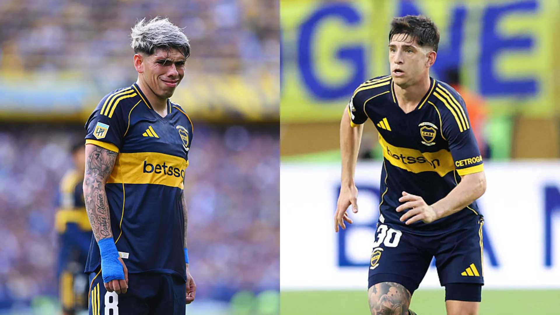 Carlos Palacios y Tomás Belmonte, futbolistas de Boca. (Getty Images)