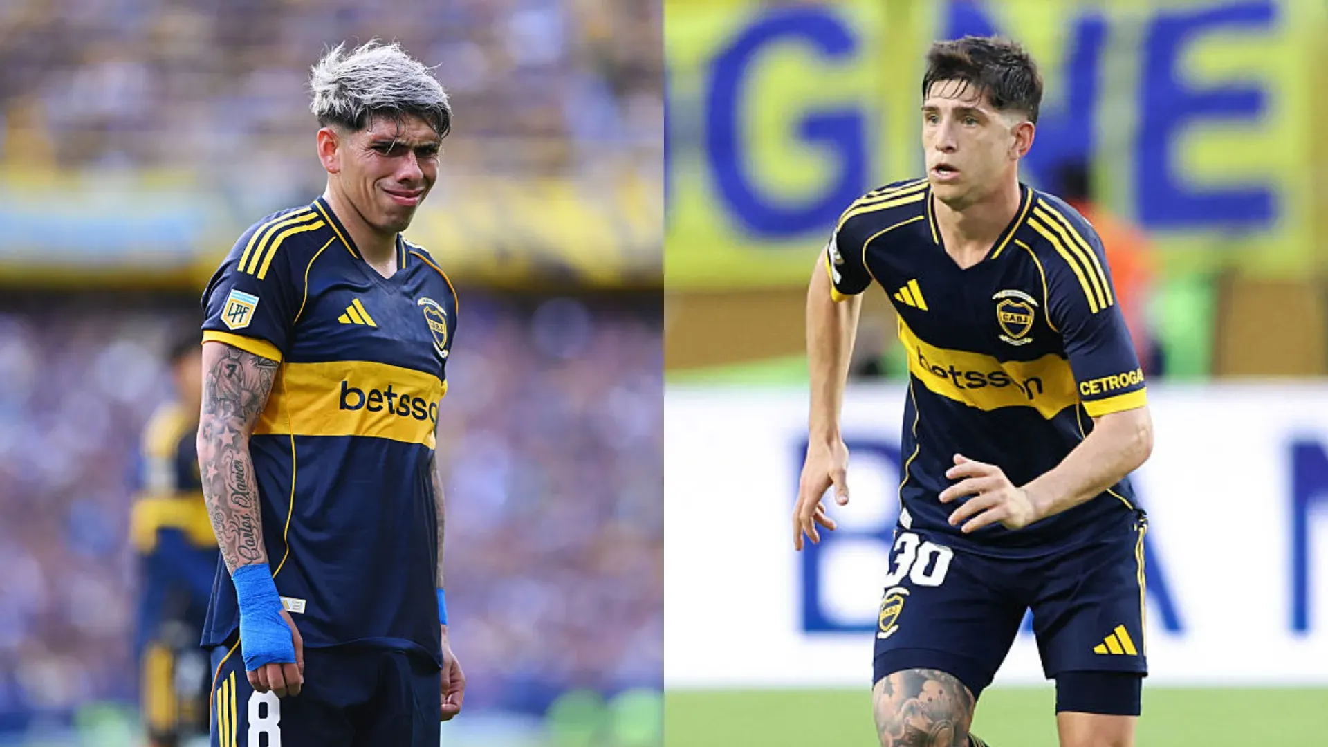 Carlos Palacios y Tomás Belmonte, futbolistas de Boca. (Getty Images)