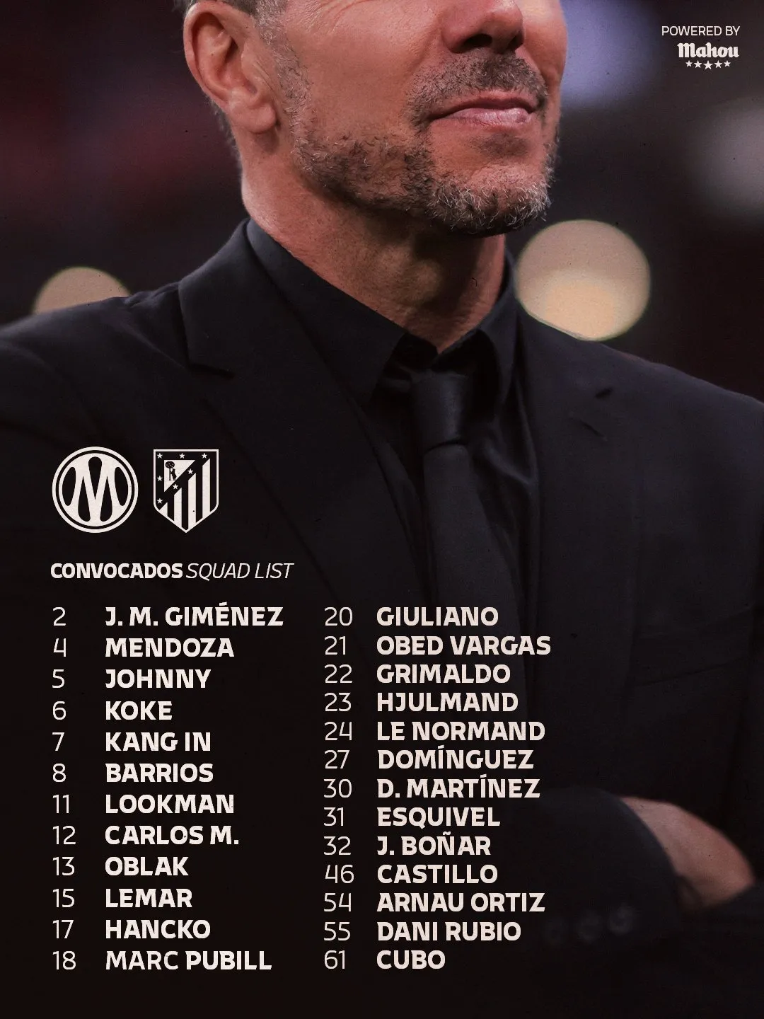 Los citados por el Cholo. (Foto: @Atleti).