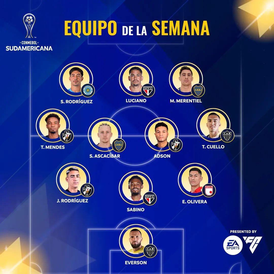 Los once elegidos por la Conmebol. (Foto: @Sudamericana).