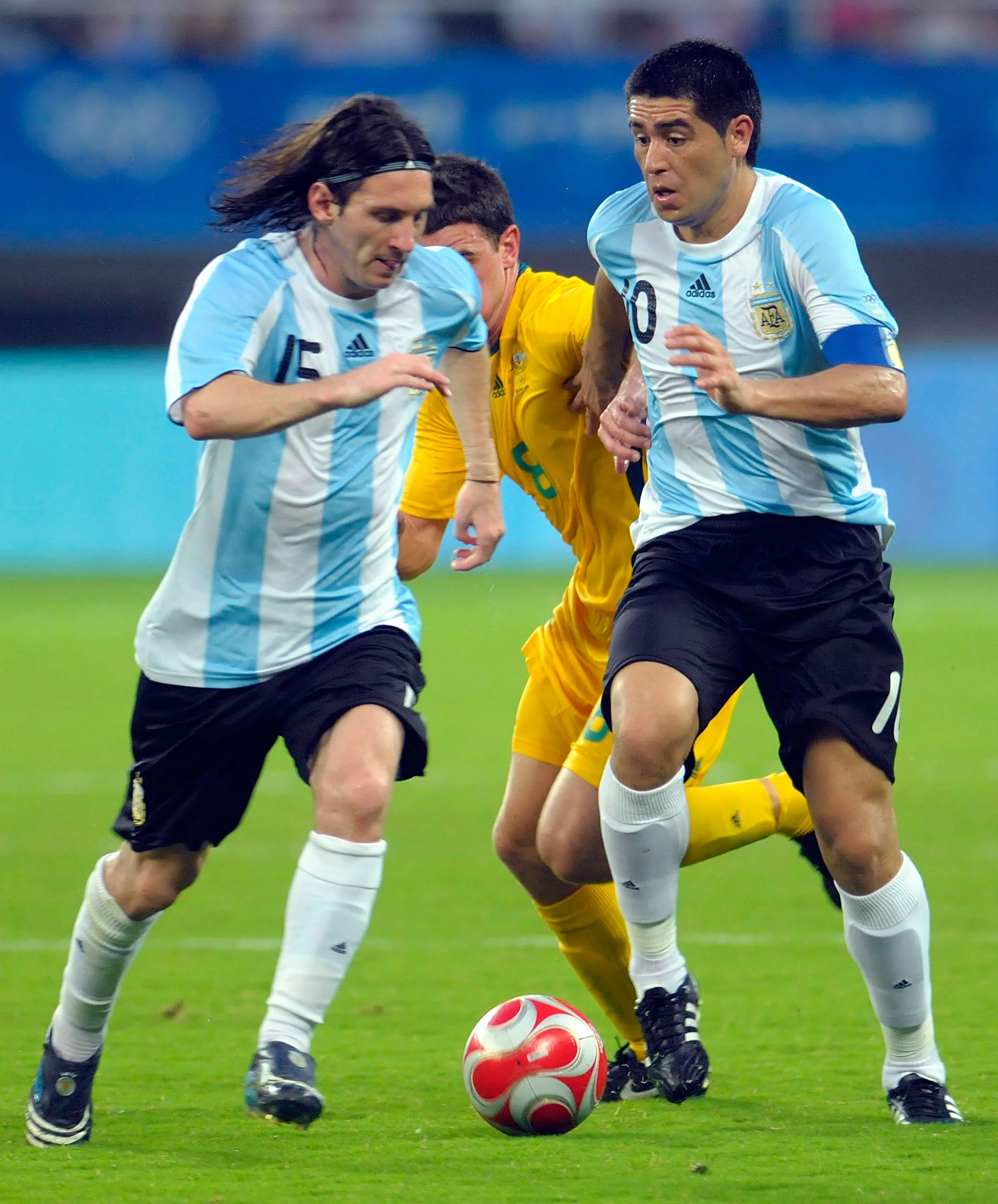 Messi y Riquelme en los Juegos Olímpicos de 2008. (Foto: Getty).