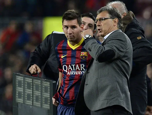 Gerardo Martino y Lionel Messi en Barcelona. (Getty Images)