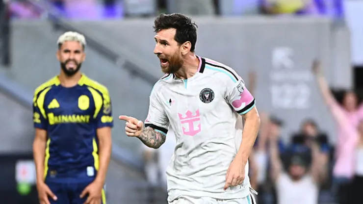 Lionel Messi, tras convertir un gol con Inter Miami.