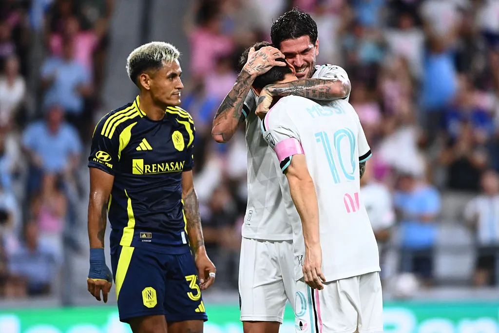 Lionel Messi y Rodrigo De Paul, en Inter Miami. (Getty Images)