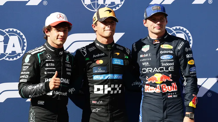 Kimi Antonelli, Lando Norris y Max Verstappen en el GP de España