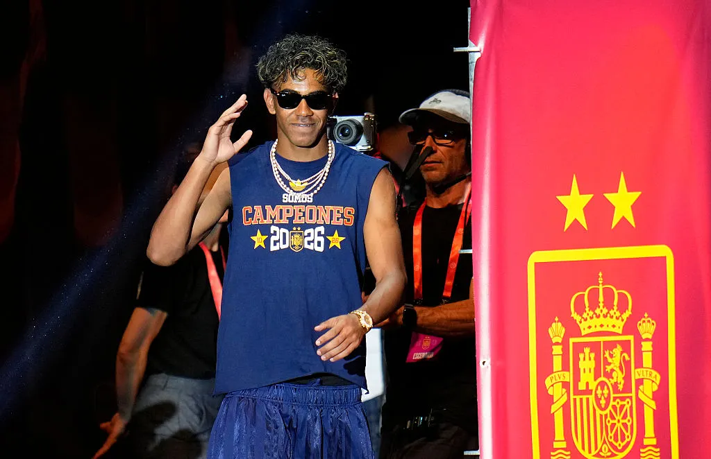 Lamine Yamal tras salir campeón del Mundial 2026 con España. (Getty Images)