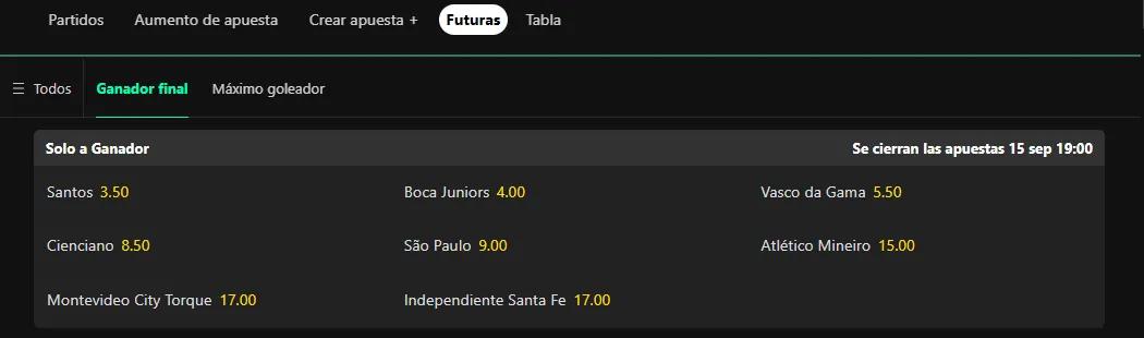 Tomada de bet365 el 15/09/26