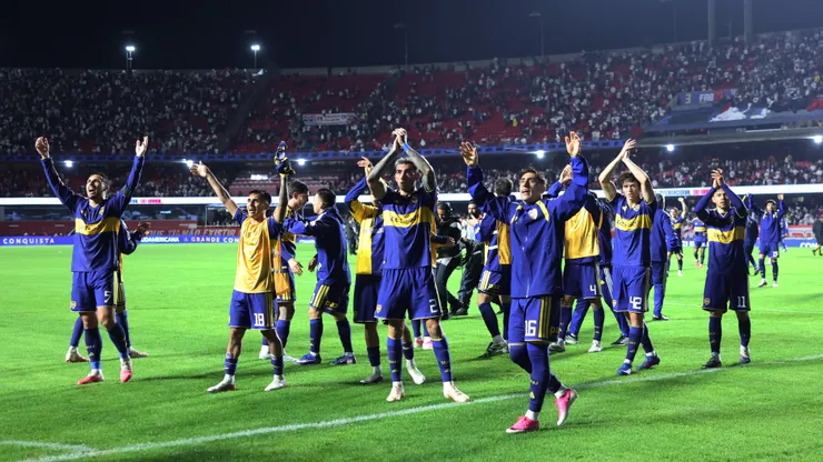 Los jugadores de Boca celebran la clasificación ante Sao Paulo.