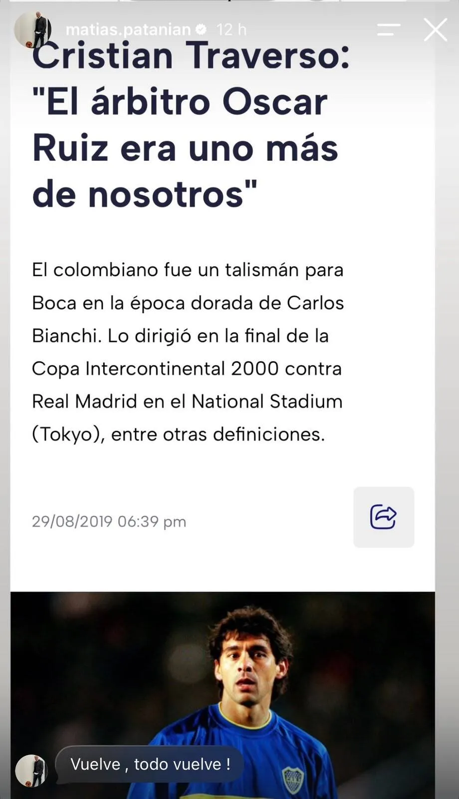 La historia que subió Matías Patanian.