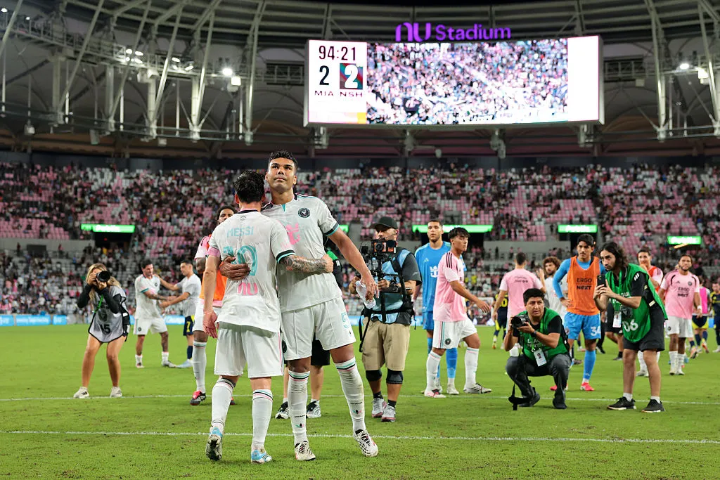 Lionel Messi y Casemiro, en Inter Miami. (Getty Images)