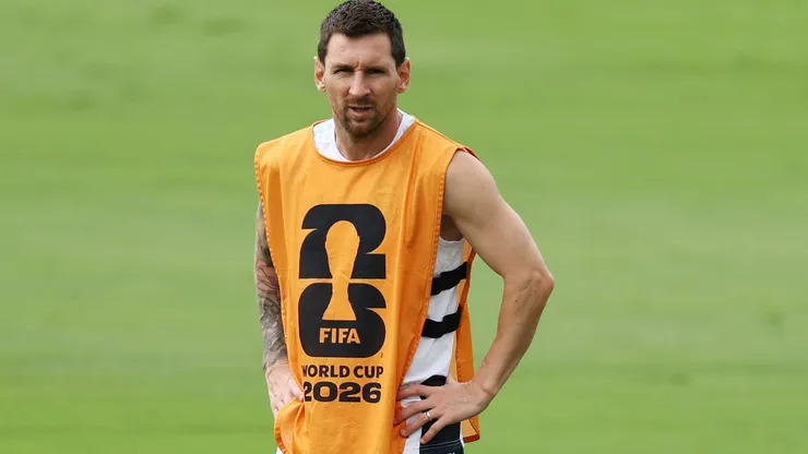 Lionel Messi entrenando con la Selección Argentina.